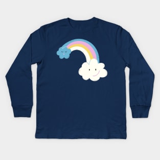 Cute Clouds and a Rainbow Kids Long Sleeve T-Shirt